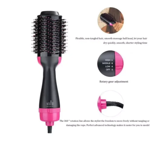 

One Step Hair care & Volumizer Salon Hot Air Paddle Styling Brush Negative Ion Generator Hair Straightener Curler