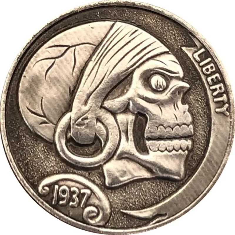 

1937 Skull Liberty AB Souvenir Coins Collectibles 3D Antique Metal Commemorative Morgan Hobo Coin Copy Home Decor New Year Gifts