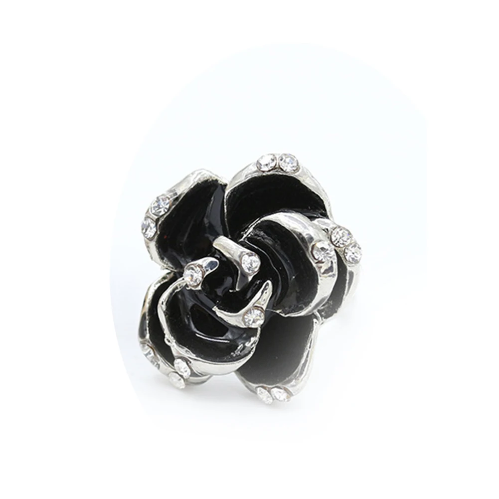 

Hot Sale Fashion Jewelry Rings Black Rose Flower Opening Rings Index Finger Adjustable Rings For Woman Girls Party Gifts