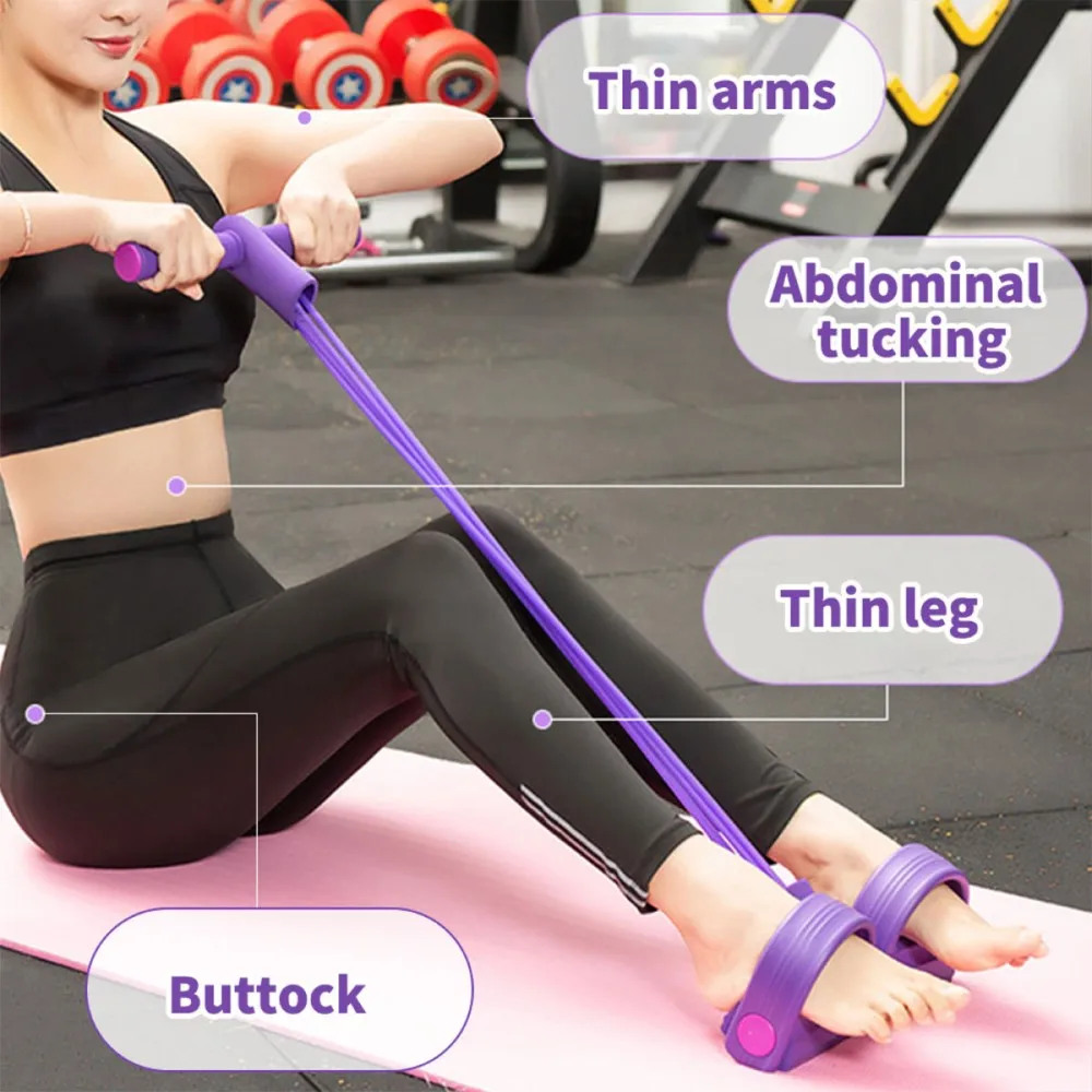 

Fitness Gum 4 Tube Resistance Bands Latex Pedal Exerciser Sit-Up Pull Rope Expander Elastic Bands Yoga Equipment Pilates Workout