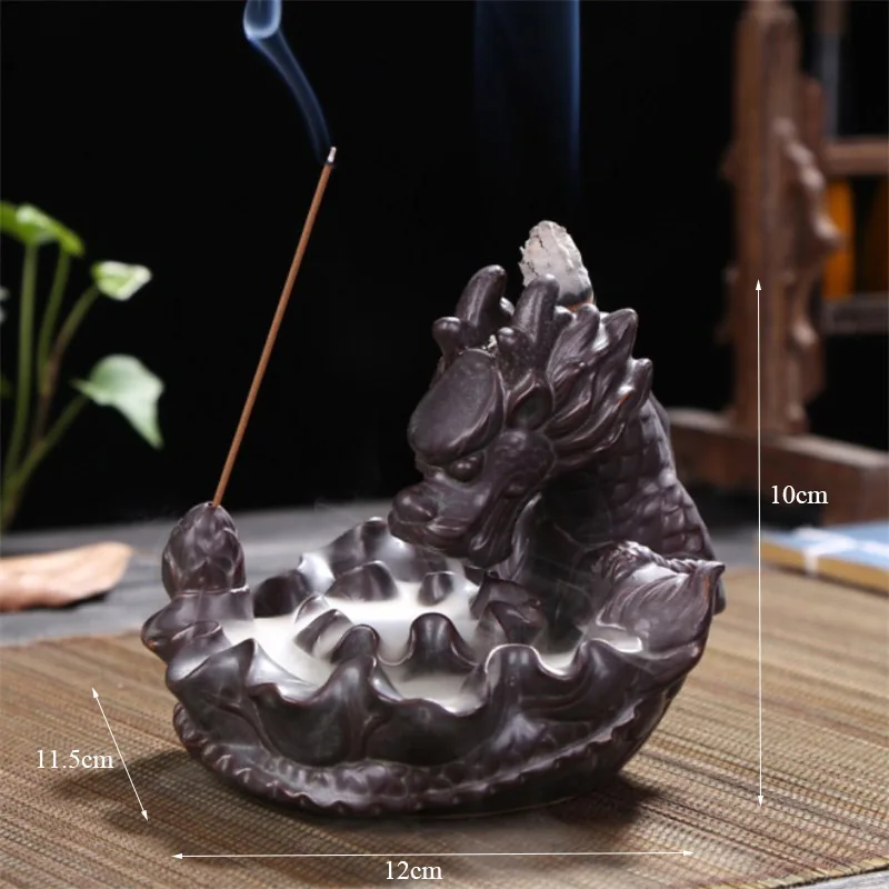 Керамическая курильница с черным драконом держатель для благовоний ручной