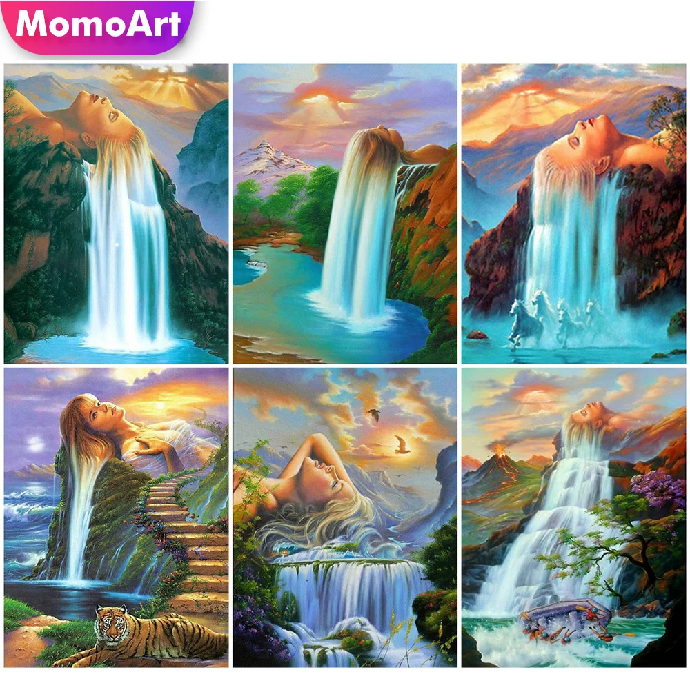 MomoArt алмазная живопись водопад полный Квадратный бриллиант Бриллиантовая