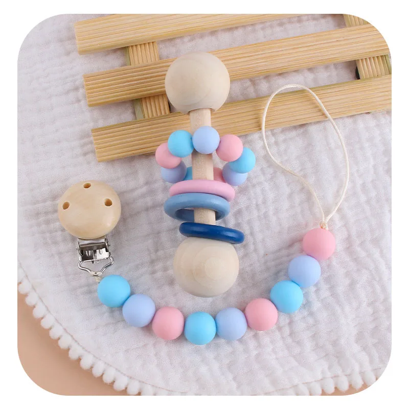 Kissteether-Juego de mordedor para beb&eacute;, anillo de madera sin BPA, colgante de dentici&oacute;n, juguete de gimnasio para beb&eacute;, regalos de buena enfermera, 1set-3