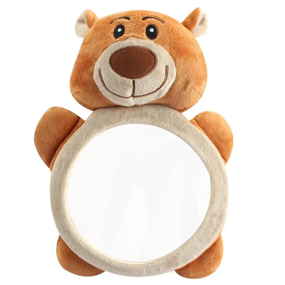 Espejos frontales para beb&eacute;, oso de peluche de dibujos animados, espejo ajustable para asiento trasero de coche, Monitor de visi&oacute;n de seguridad para ni&ntilde;os peque&ntilde;os-0