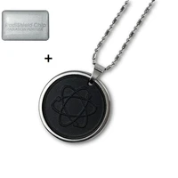 lava stone energy pendant necklace charm jewelry with 2 pieces anti radiation shield stickers