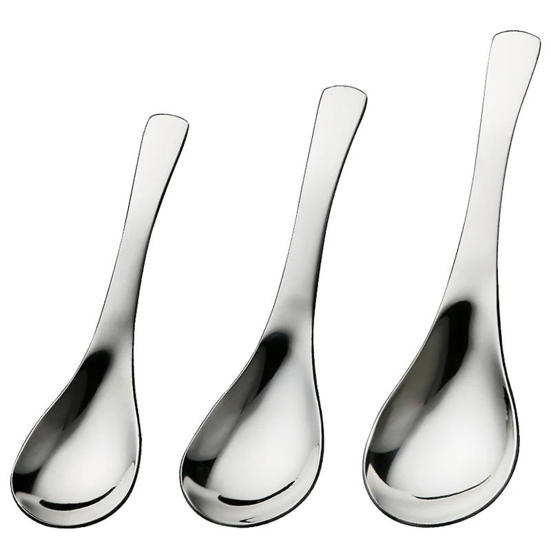 

3Pcs Stainless Steel Spoons Short Handle Soup Spoon Set Large/Small Metal Kitchen Dinner Spoons for Soup Rice Porridge Tableware