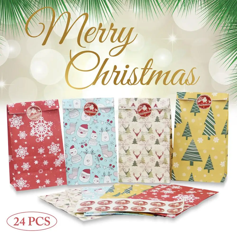 Рождественские подарочные пакеты пакет из крафт бумаги для хранения сладостей и