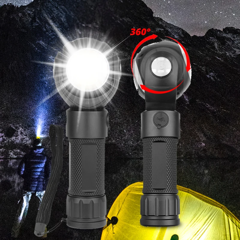 

360 Degree Led Flashlight T6+COB Torch Waterproof 7modes double switch with magnet Mini Outdoor lantern 18650 or 26650 battery