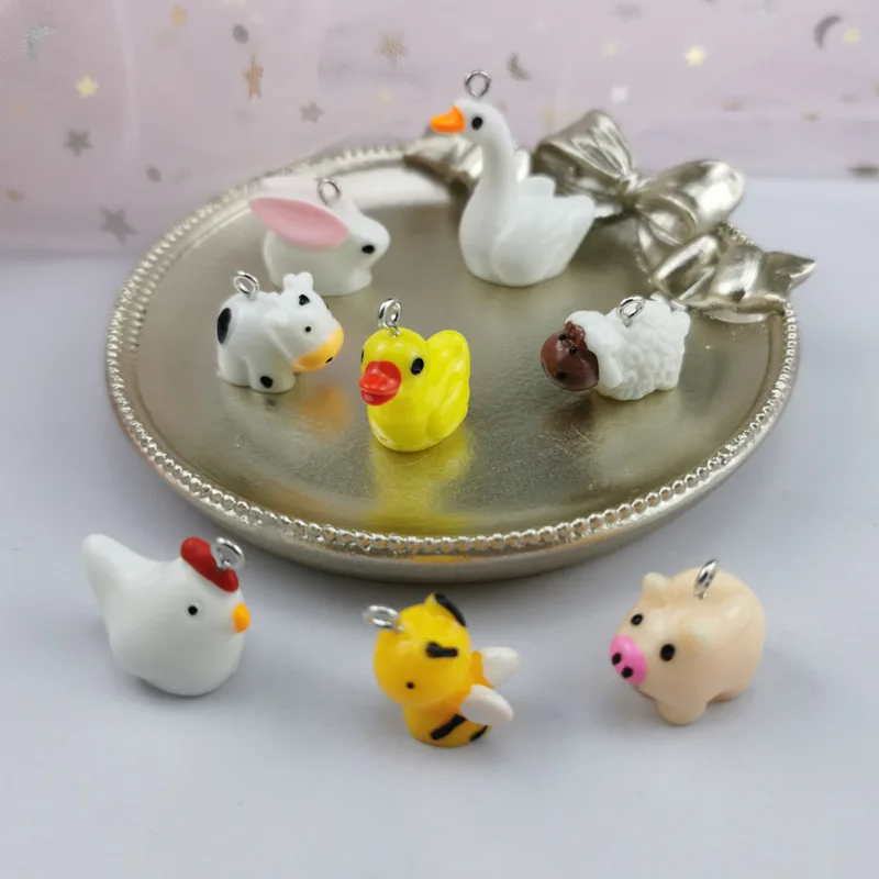 

10 Kawaii Resin Animals Charms Assorted Mix Cabochon Cuteness Jewelry Making Pendants Cartoon Resin Animal Duck Charms RT38FRV