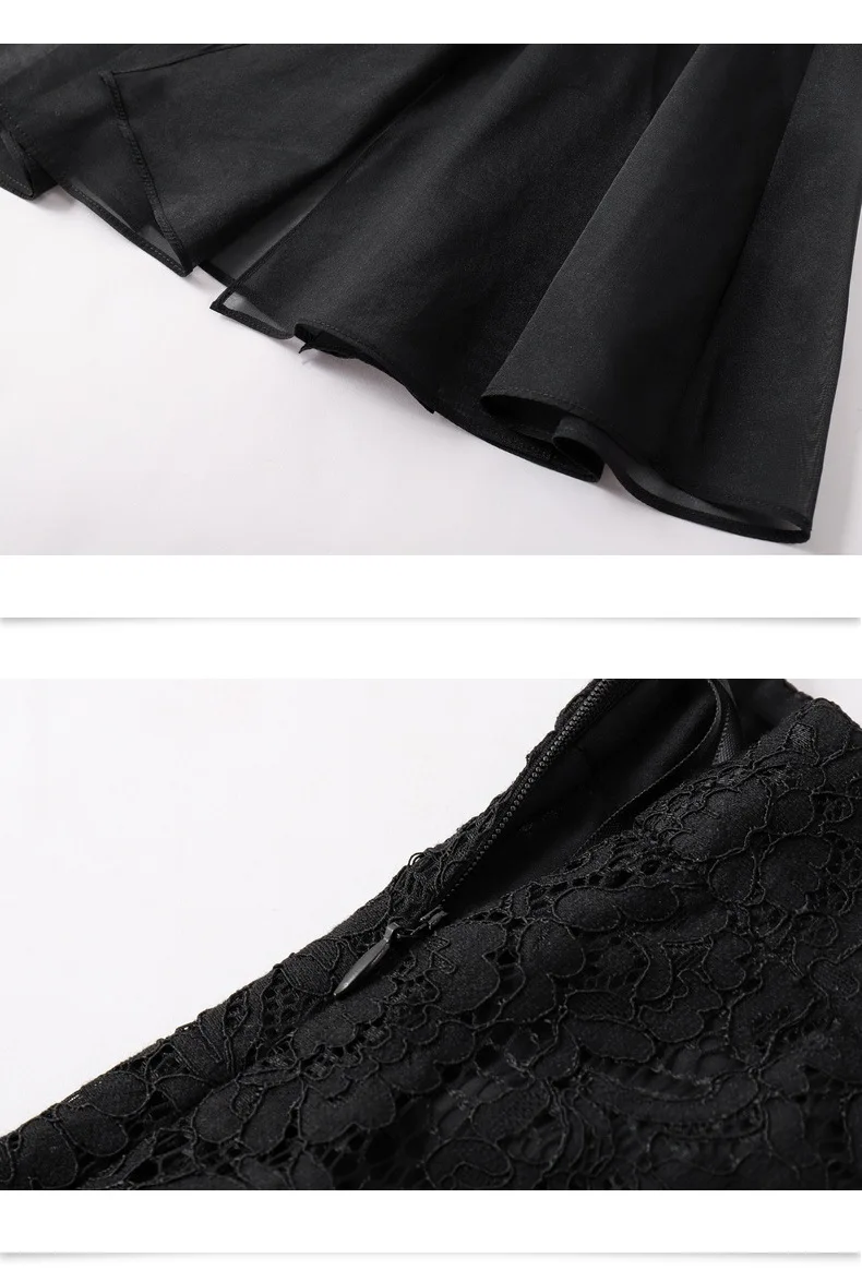 

2021 Spring and Autumn New Women's Temperament Stitching Bag Hip Lace Skirt High Quality Elegant High Waist Female Skirt