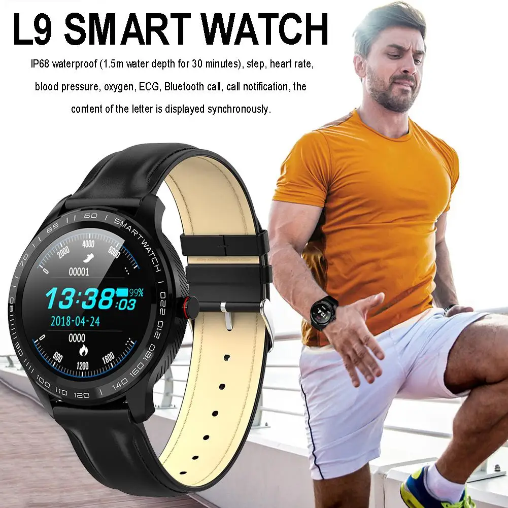 Sports Pedometer L9 Bluetooth Men Fitenss Smart Watch Cardiogram PPG HRV Heart Rate Monitor IP68 Waterproof Walk Health Bracelet