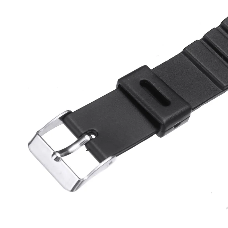 Ремешок силиконовый для наручных часов 18/20/22 мм черный пластиковый сменный