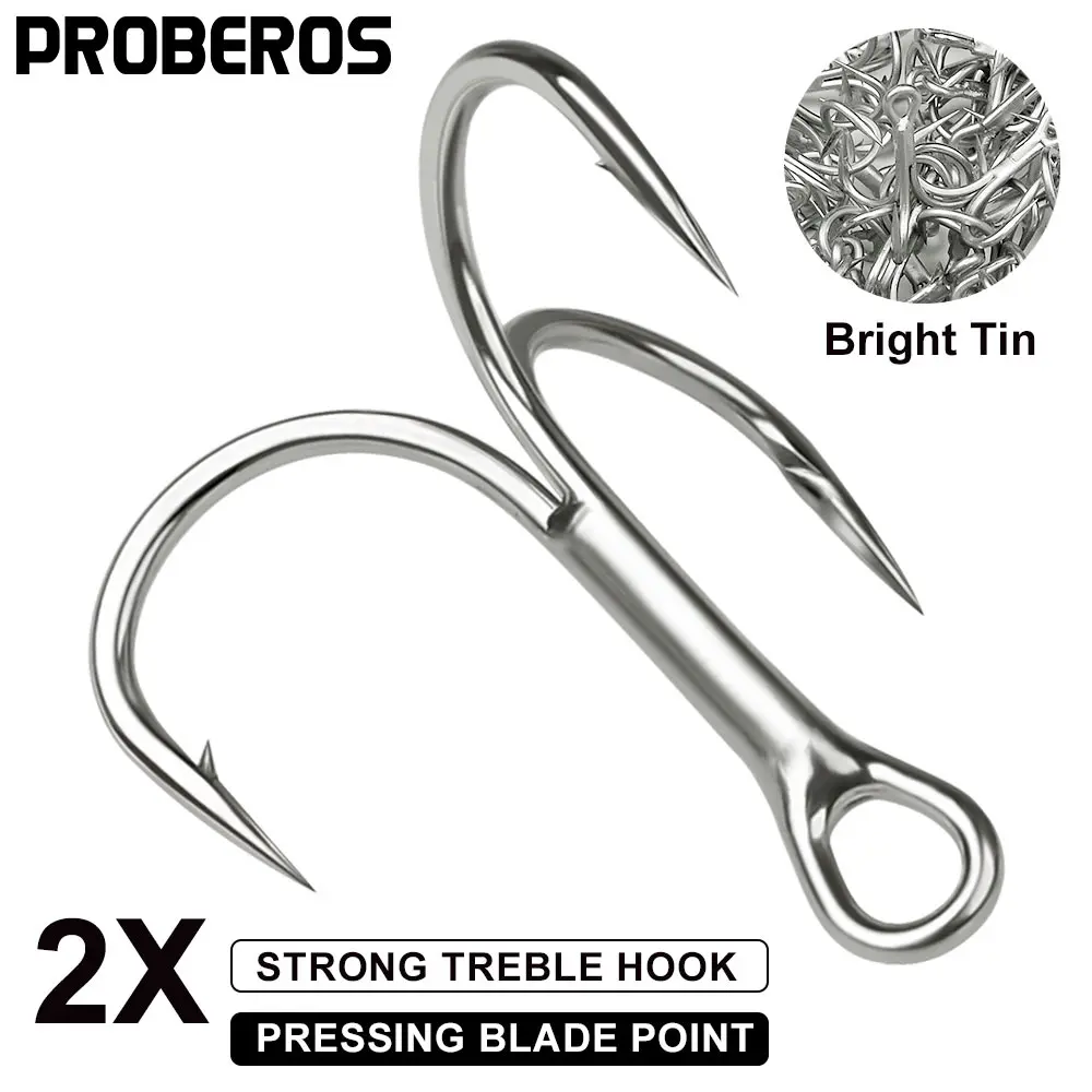 PROBEROS 500PCS Strong Treble Hooks 18-16-14-12-10-8-6-4-2-1-1/0-2/0-3/0# Sharp Fishhooks Barbed Fishing Hooks Fishing Tackle