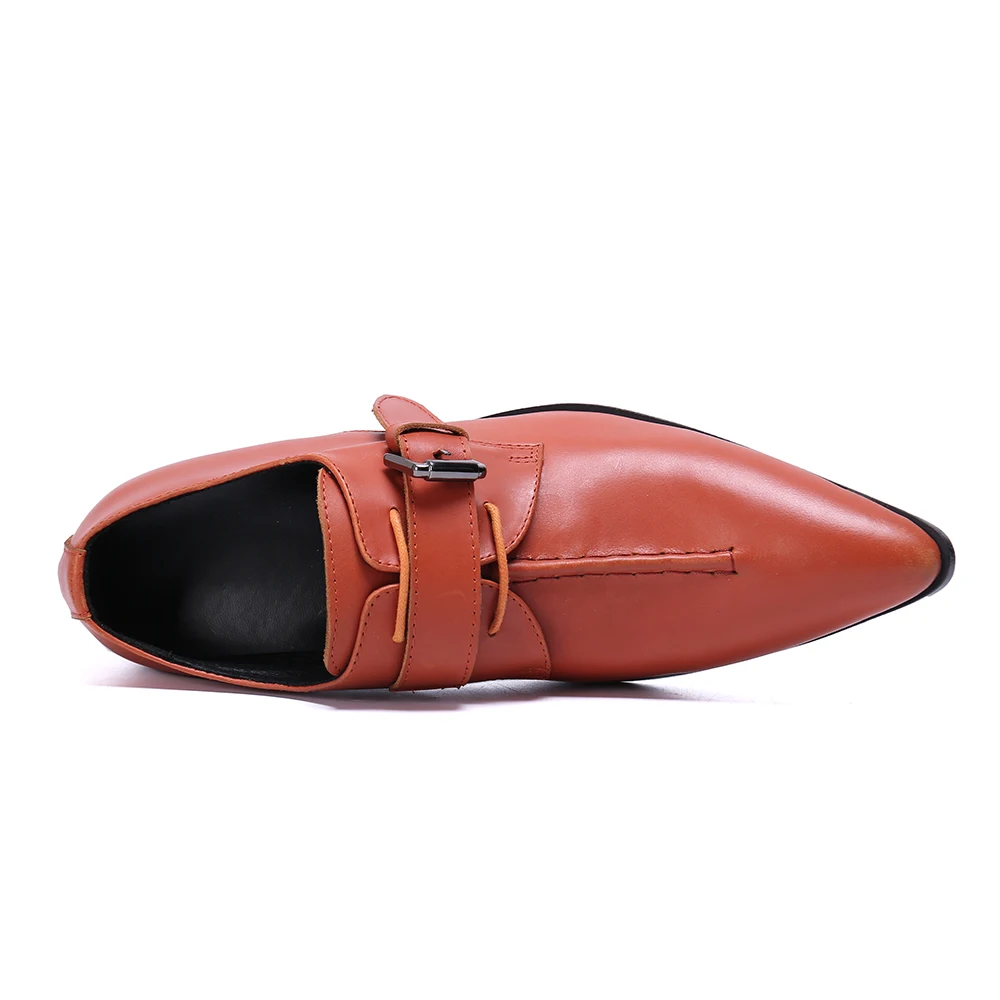 

Christia Bella Formal Party Male Real Leather Shoes British Style Fashion Buckle Men Shoes Solid Color Business Casual Shoes