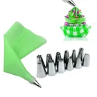 14 шт.компл. силиконовый кондитерский мешок для крема 12 шт. насадка из нержавеющей стали насадки-конвертеры для кондитерских насадок 