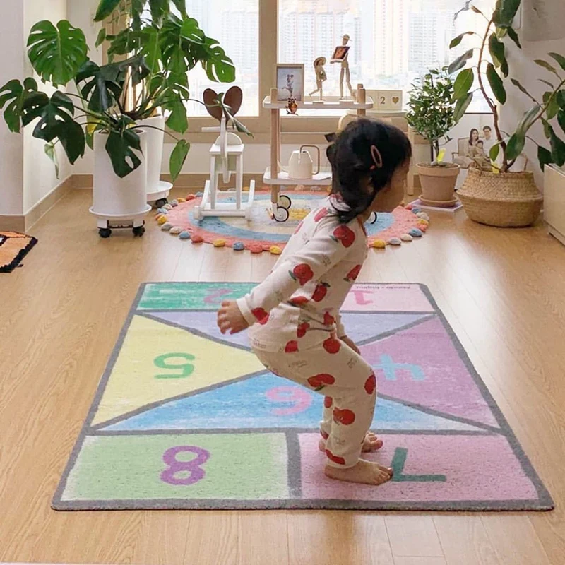 

Baby Hopscotch Game Carpet Jump Lattice Kids Play Gym Rug Children Infant Adventure Floor Mat Crawling Mat Home Decor