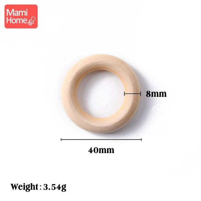 40mm Mamihome, 50 шт., кленовое дерево, кольцо, гладкая поверхность, натуральное дерево, Прорезывание Зубов, для детей, сделай сам, деревянное ожерелье, аксессуары для рукоделия - Цвет: 40mm
