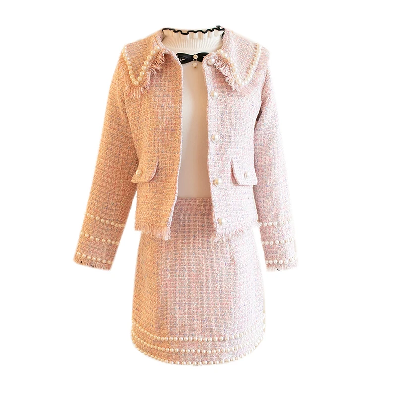 Милые наряды для женщин Осень зима корейская мода kawaii бисер Питер Пэн воротник