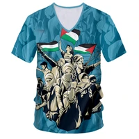 ujwi men 3d printing tee islam short sleeved polyester breathable tshirt fight for freedom palestine v t shirt army flag victory