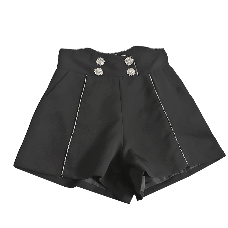 

Fitaylor New Summer Office Lady Double Breasted High Waist Suit Shorts Women Fashion Slim Solid Color White Black Shorts