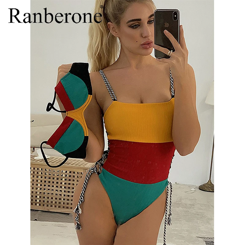 Новый комплект бикини Ranberone 2020 сексуальный купальник с лямкой на шее Женский в