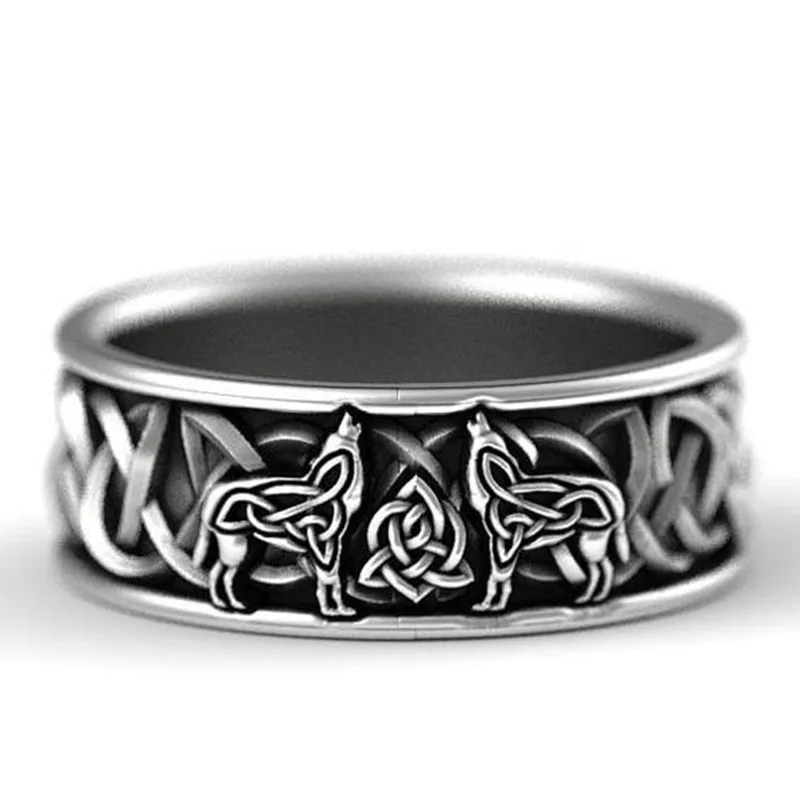 

Carofeez Men's Ring Retro Hip Hop Wolf Braided Ring Men Fashion Jewelry Accessories Biker Rock Punk Ring High Quality