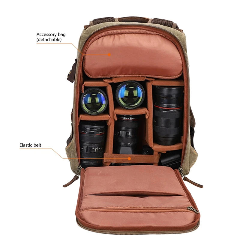 camera backpack waterproof canvas slr camera bag suitable for travel suitable for sony canon nikon cameras free global shipping
