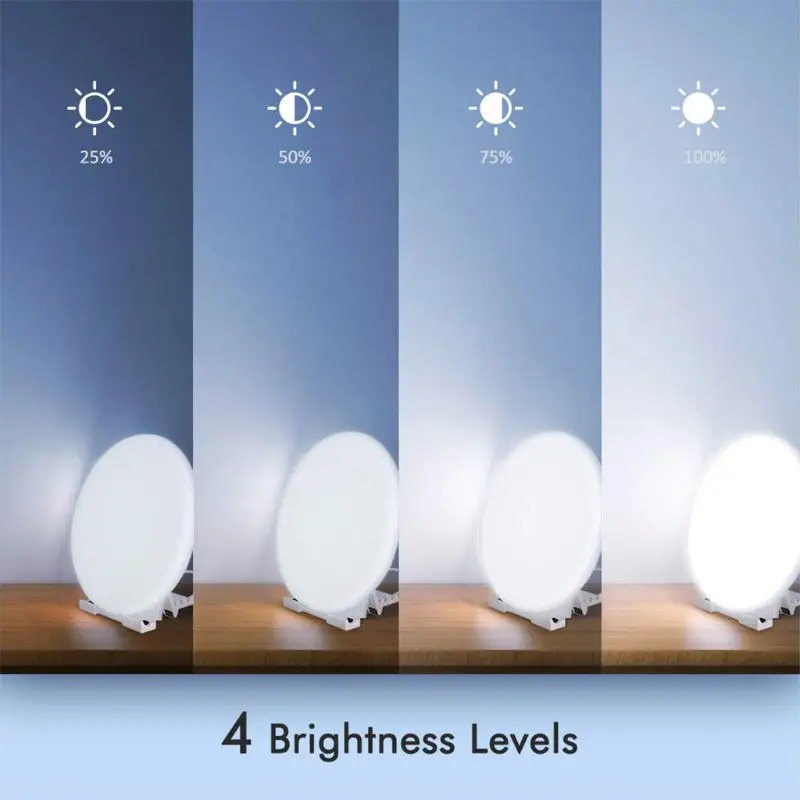 

Portable Round Light Therapy Lamp 10000 Lux UV-Free Touch/Button Control with 3 Adjustable Color 4 Brightness Light Timer Funct