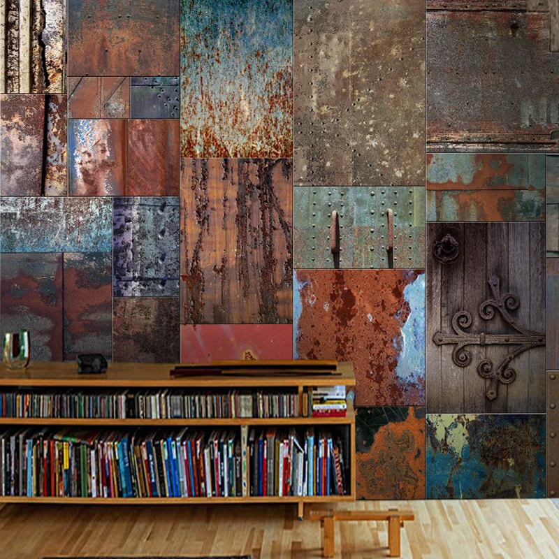 Прямая поставка на заказ 3d Фреска Личность ретро 3D ржавый железный лист металла