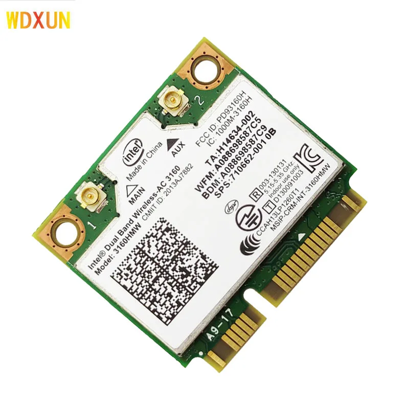Мини-PCI-e Wi-Fi bluetooth карта для ноутбука двухдиапазонный 2 4 ГГц 5 Intel 3160 3160HMW AC3160 802.11ac