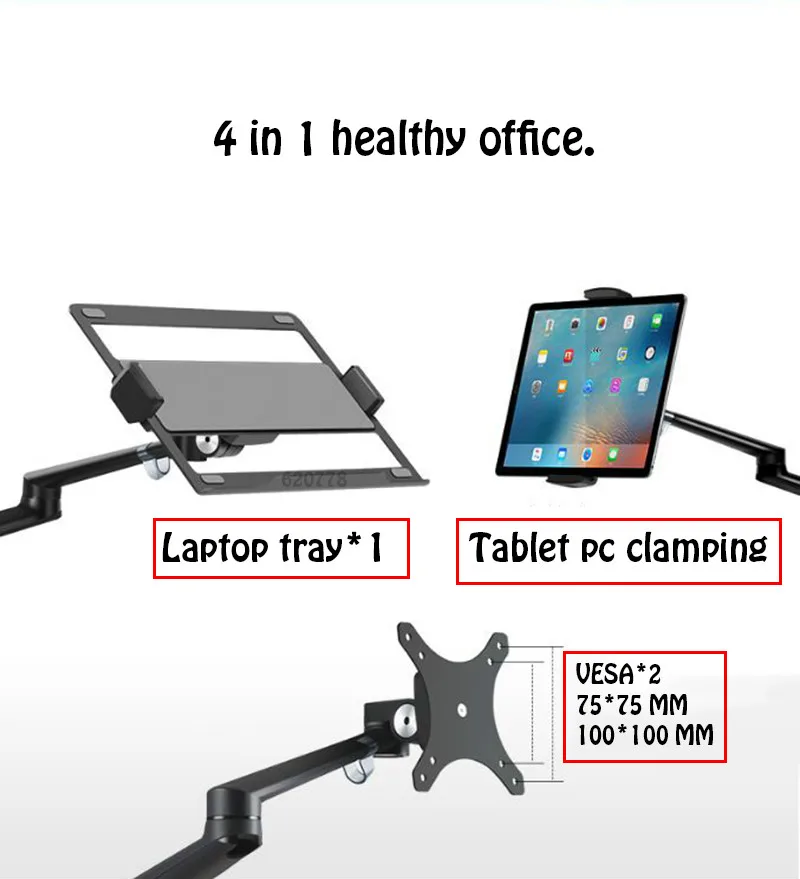 Алюминиевый регулируемый по высоте Настольный держатель для монитора 17-32 дюймов