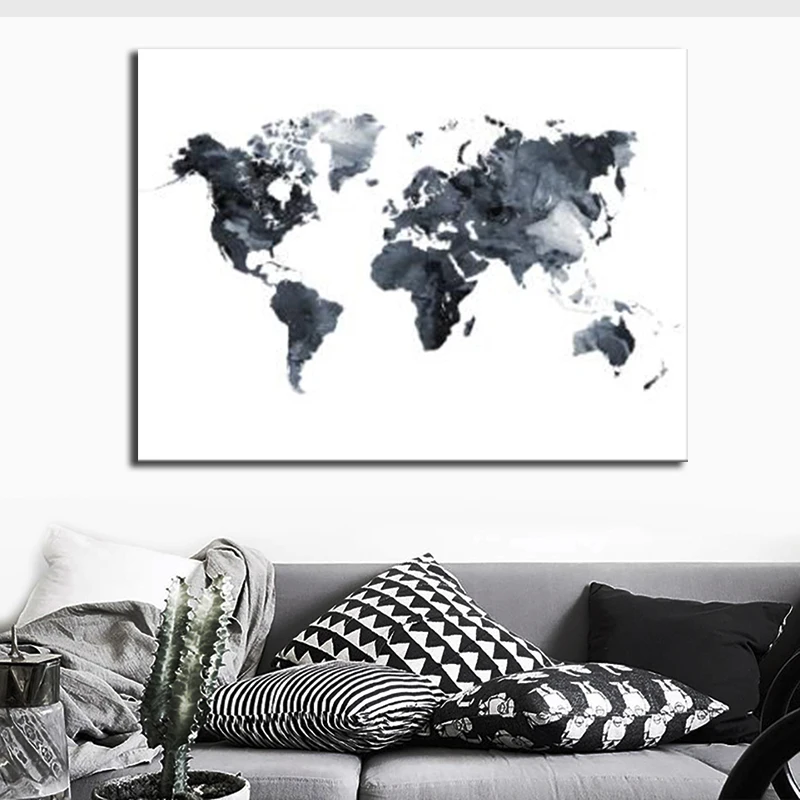 Карта мира акварелью постер картина для гостиной Холст Картина и принты Куадрос