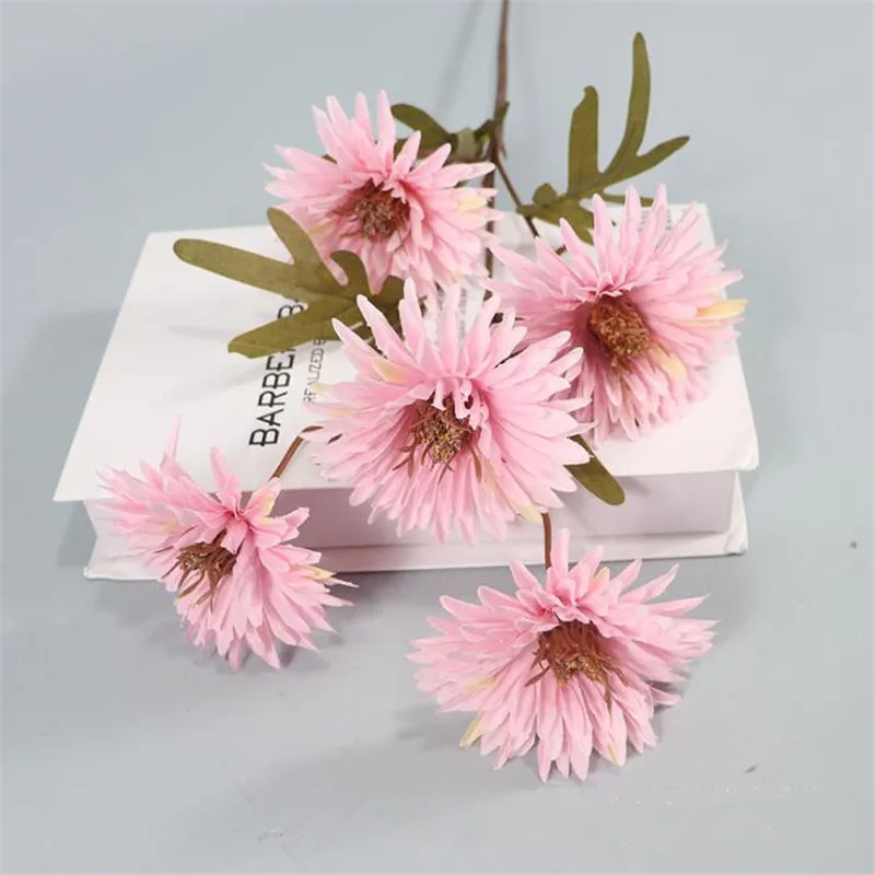 10 шт. поддельные стилизованные под языки пламени и принтом в виде хризантем (5