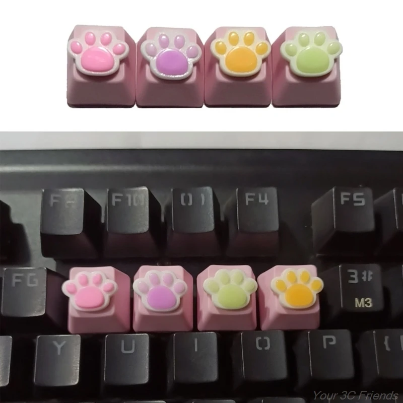 

1PC DIY Keycap Cute Pure Lovely Cat Paw Keycap Mechanical Keyboard Keycap R4 Pink Cat Paw Key Cap M23 21 Dropshipping