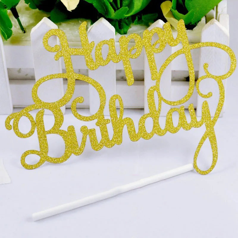 Золотые серебряные декоративные фигурки для торта с буквами "Happy Birthday" для украшения детских тортов - аксессуары для украшения дня рождения детей.