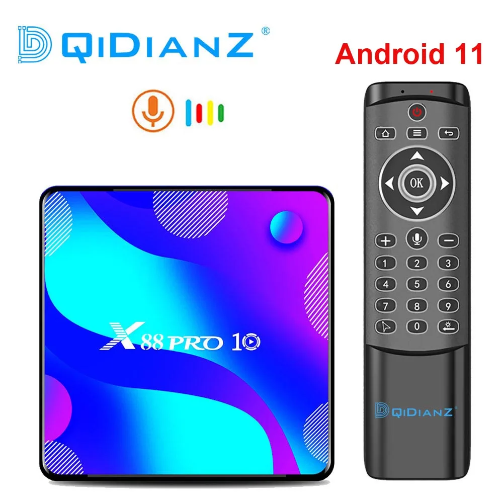 X88 PRO 10 Android 11 Smart TV Box PRO10 4K медиаплеер двойной Wifi телеприставка RK3318 четырехъядерный