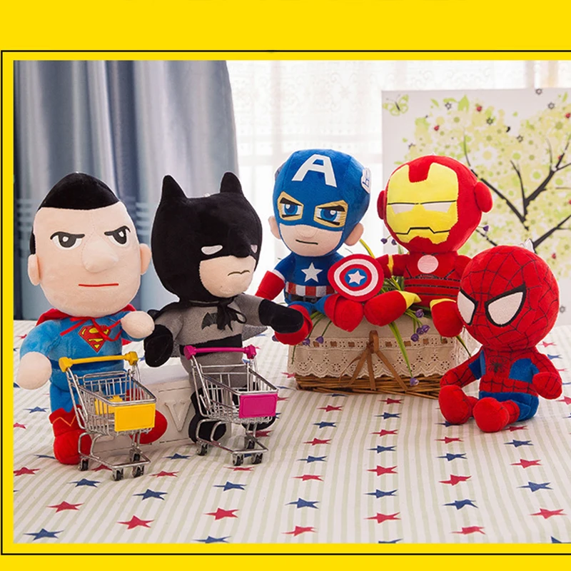 20cm 5pcs 20 см Marvel Мстители Капитан Америка Железный человек паук Плюшевые игрушки Мягкая кукла подарок на день рождения для детей мальчиков - Цвет: 20cm 5pcs
