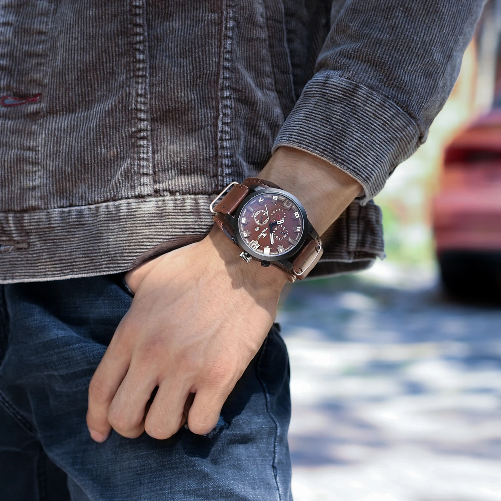 New military style quartz watch function calendar large dial belt sports male student fashion trend waterproof | Наручные часы