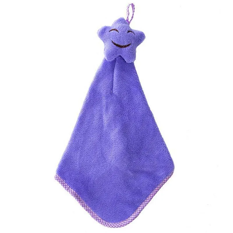 purple Детское подвесное полотенце с мультяшным животным, мягкое полотенце для рук, четыре цвета, кухонные принадлежности, милое маленькое полотенце с рисунком звезды toalla - Цвет: purple