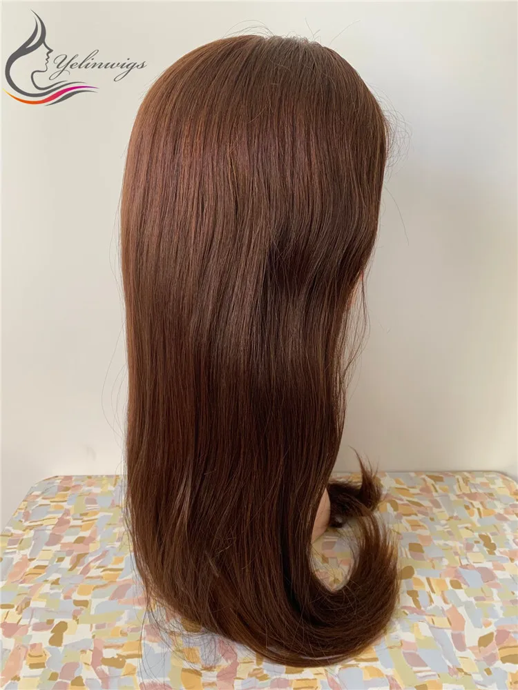 Высокая плотность 100% европейские натуральные волосы на шнуровке еврейский парик