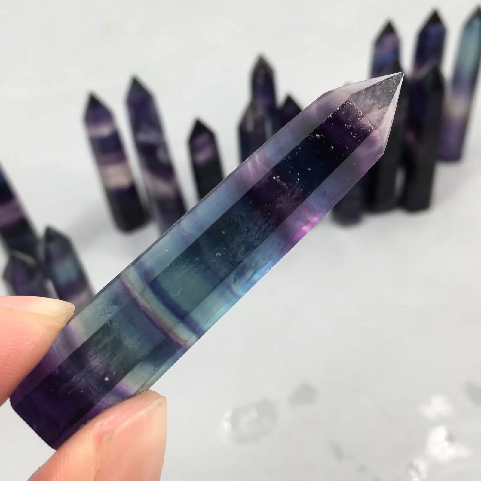 

NATURAL MINI RAINBOW FLUORITE CRYSTAL PILLAR WAND HEALS
