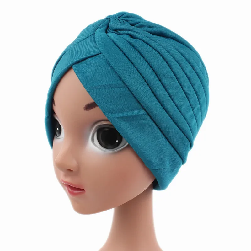 

2019 Solid color turban cap 9 colors elastic cap for children boy and girl 99