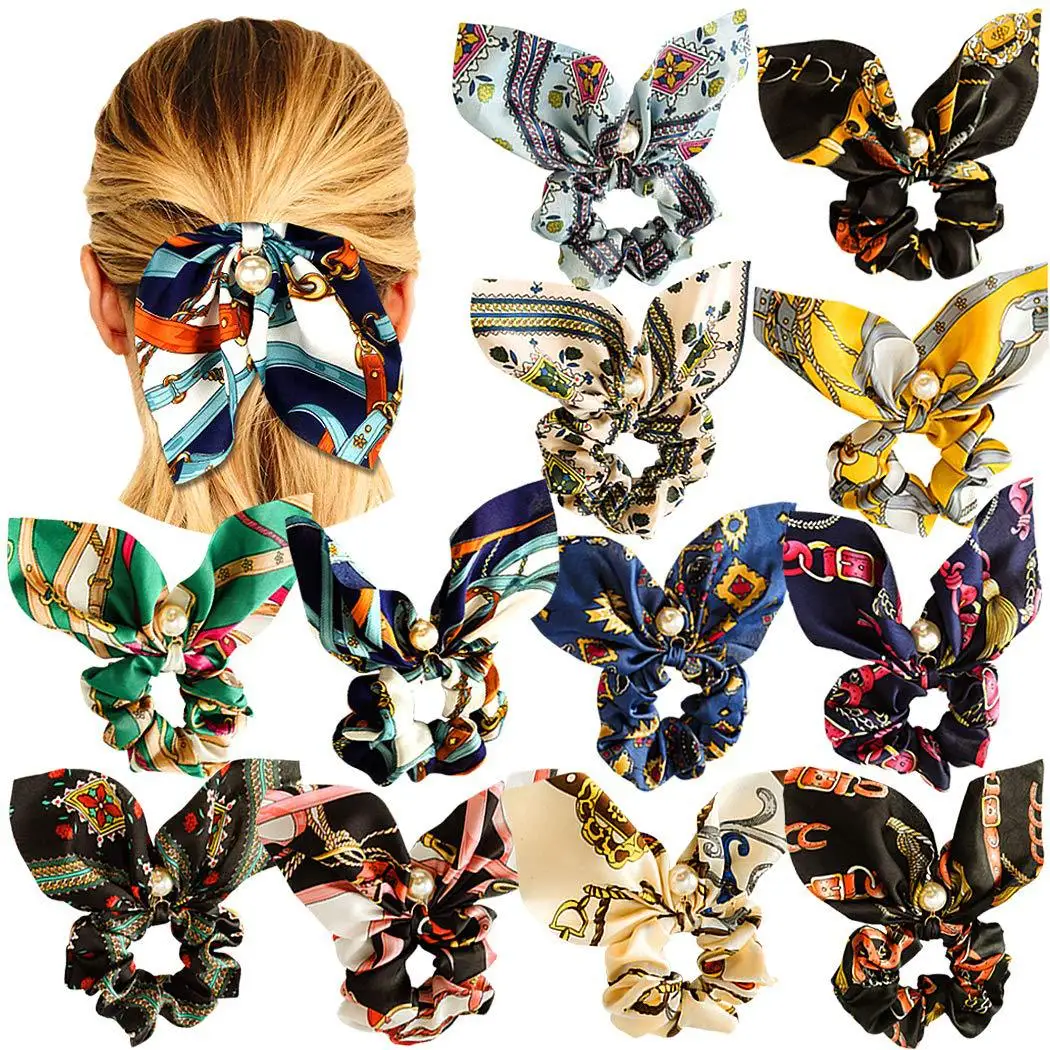 Жемчужные резинки для волос из шифона с бантом эластичные аксессуары женщин