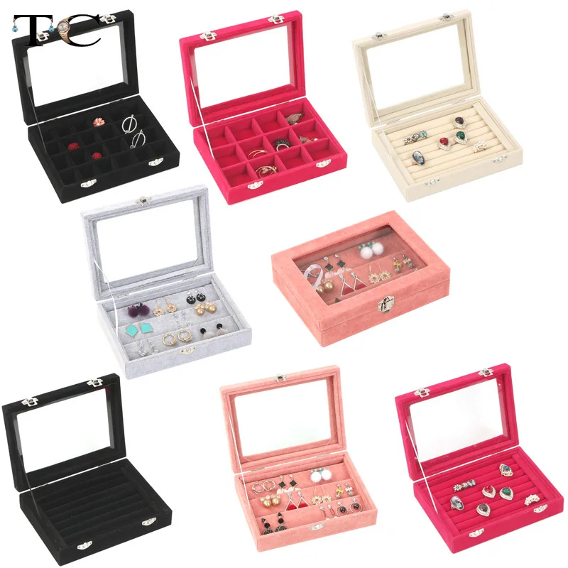 Лоток для ювелирных изделий с контейнером для колец, подвесками и организатором для ожерелий - коробка для ювелирных изделий с витриной на верхней части.