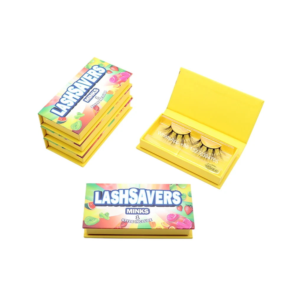 

Lashsavers Candy Eyelash Packing Boxes Wholesale Eyelash Packaging Box Empty Lash Packaging with Tray 8-25mm Lash Rectangle Case