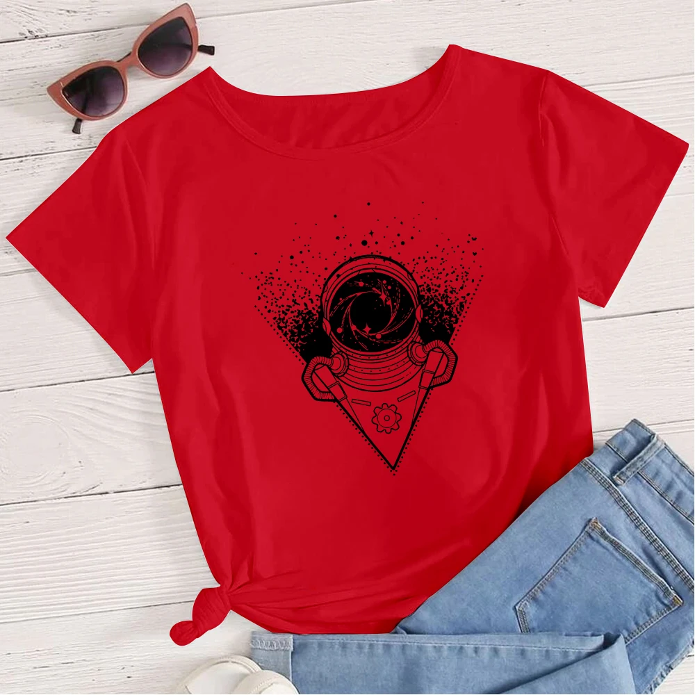 

Vintage 90s Clothing Astronaut Printed Cosmic belief Tops Crewneck Shirt Cropped Sleeve T-shirts Harajuku Women Summer T-shirt