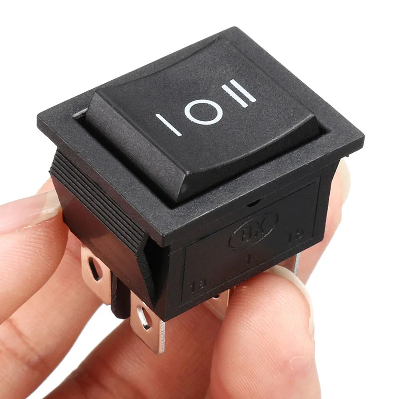 

1PCS KCD4 Black Rocker Switch Power Switch ON-OFF-ON 3 Position 6 Pins The arrow is reset 16A 250VAC/ 20A 125VAC