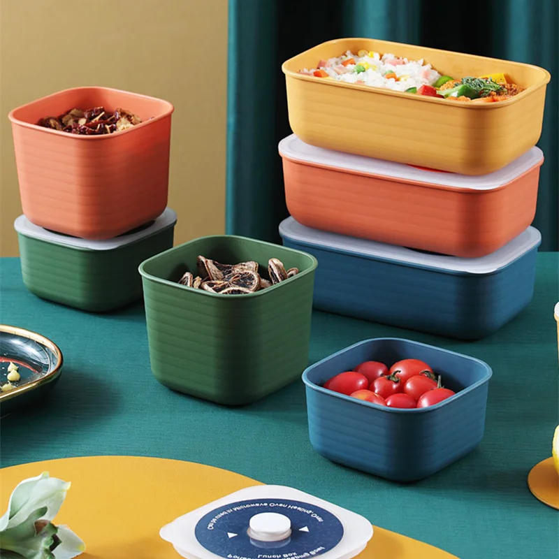 

Portable Plastic Lunch Bento Box with Sealing Lid Microwave Fruit Food Storage Container Kitchen Refrigerator Fresh-Keeping Box