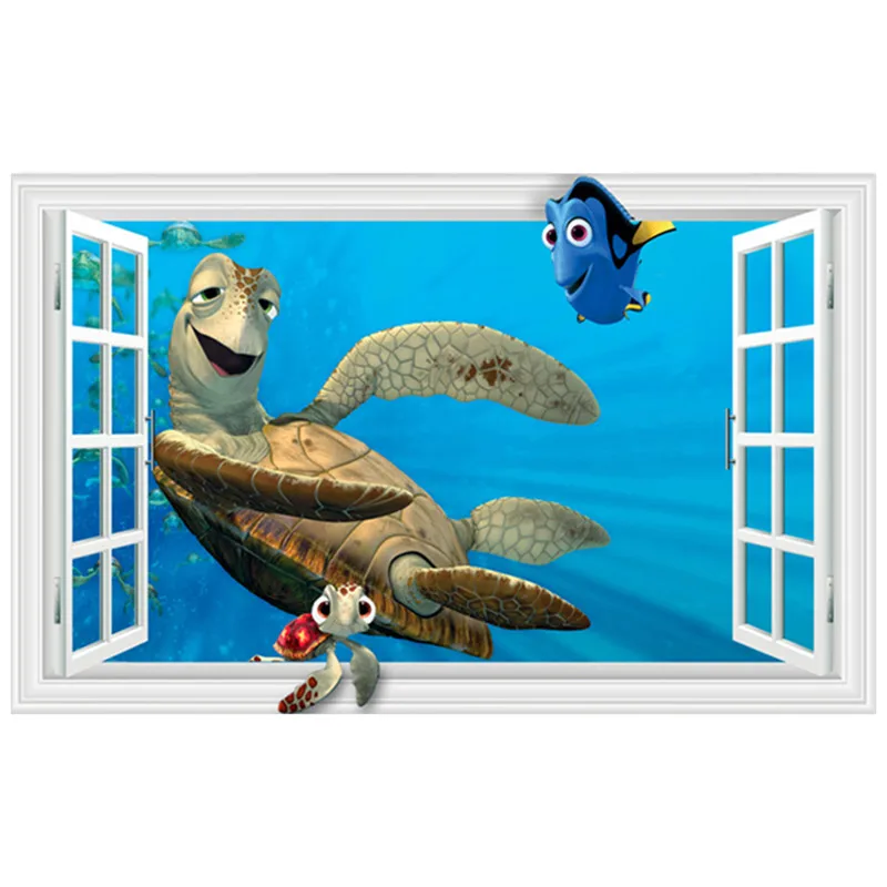 Наклейки на стену по мотивам фильма Немо мир морского берега рыба черепаха Акула