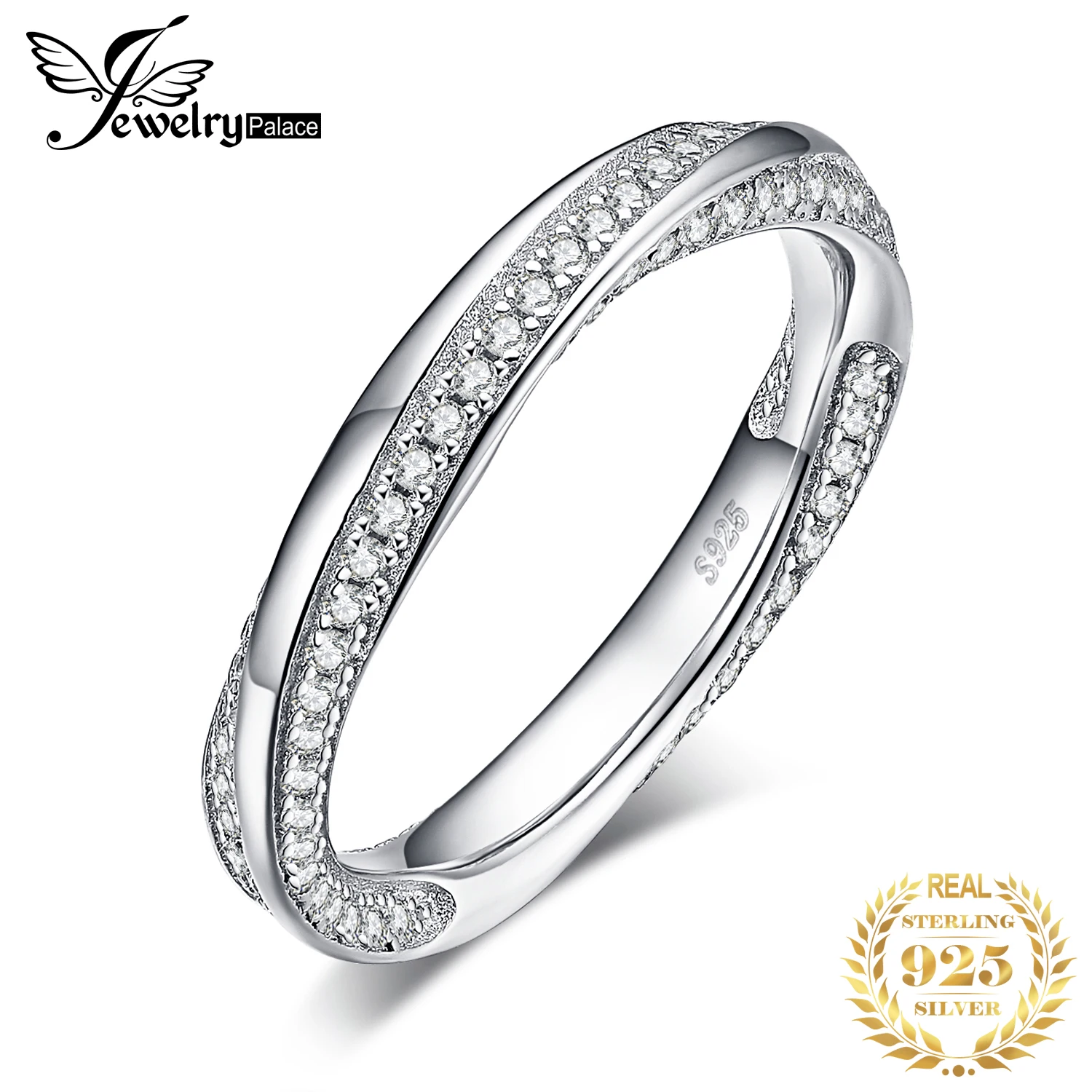 JewelryPalace витой обещание Cubic Zirconia Wedding Band Enternity кольцо 925 пробы серебро для мамочек и